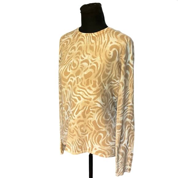 J. McLaughlin Crew Neck Modal Blend Sweater Size M Neutral Animal Print - Picture 3 of 8